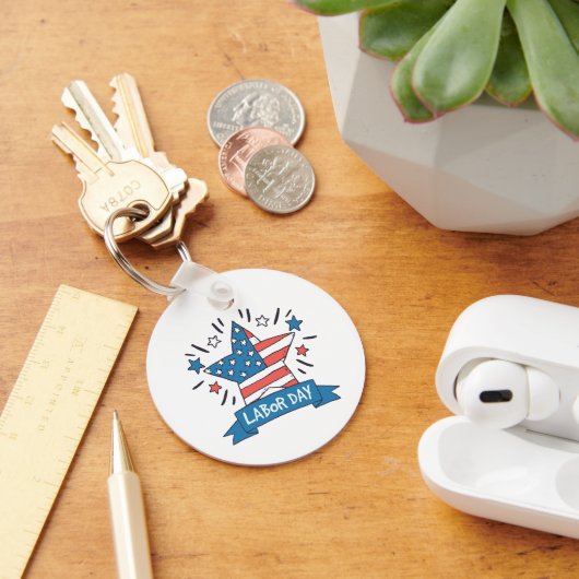 Amerikaanse Dag van de Arbeid Creatieve Illustrati Sleutelhanger (Bureau)