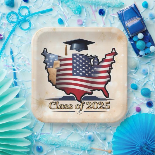 Amerikaanse Dag van het Afstuderen Papieren Bordje (Feest)