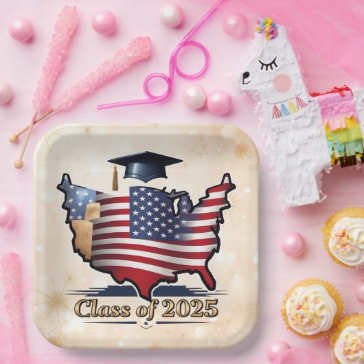 Amerikaanse Dag van het Afstuderen Papieren Bordje (Feest)