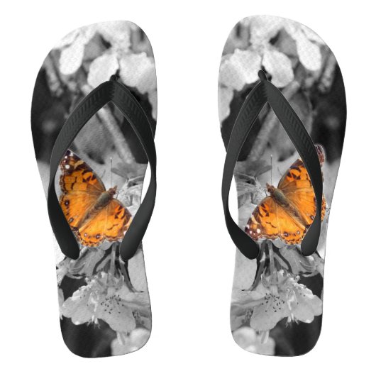 Amerikaanse dame Butterflies over bloesem-Teenslip Teenslippers (Voetbed)