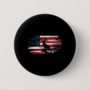 Amerikaanse Deer Hunter Patriotic  Us Flag Hun Ronde Button 5,7 Cm