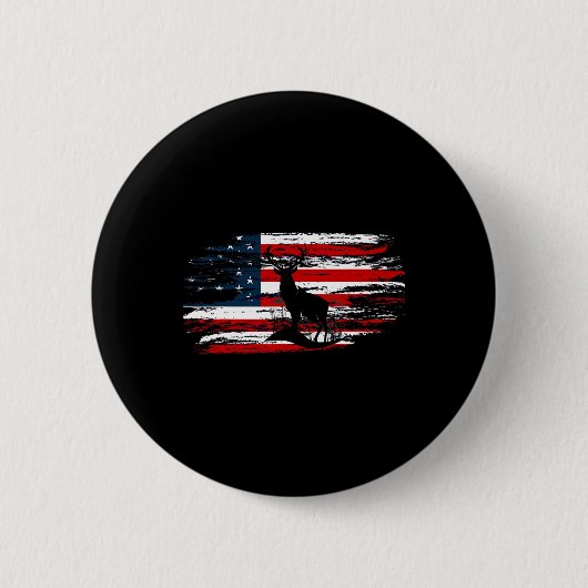 Amerikaanse Deer Hunter Patriotic  Us Flag Hun Ronde Button 5,7 Cm (Voorkant)