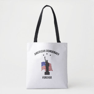 Amerikaanse democratie voor altijd met vlag tote bag