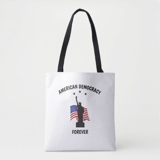 Amerikaanse democratie voor altijd met vlag tote bag (Voorkant)