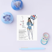 Amerikaanse denim thema meisjes afstudeerfeest uit flyer (Enkel)