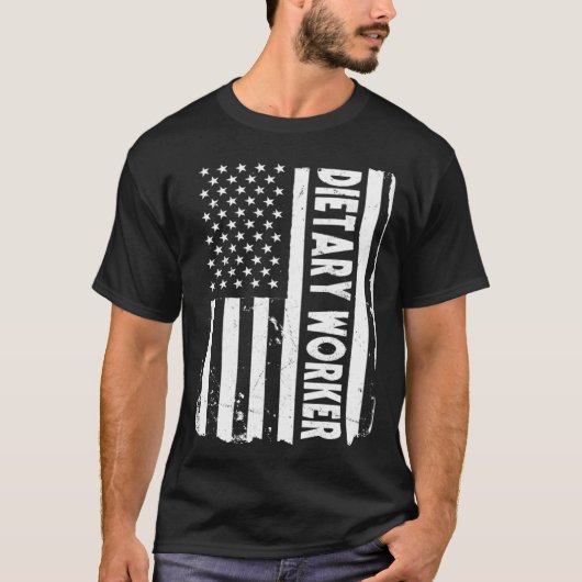 Amerikaanse dieetwerker VS vlag T-shirt (Voorkant)