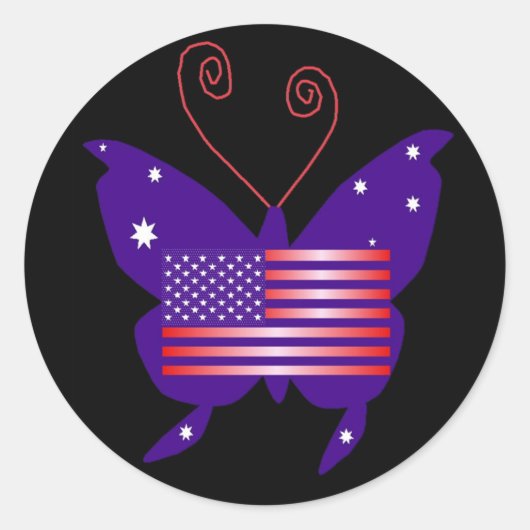 Amerikaanse diva Butterfly Ronde Sticker (Voorkant)