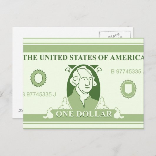 Amerikaanse dollar briefkaart (Voorkant / Achterkant)