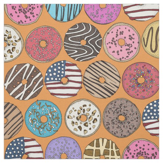 amerikaanse donuts sinaasappel stof (Swatch)