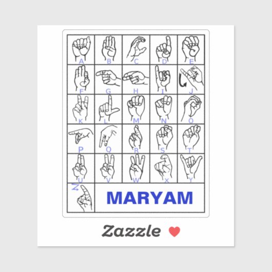 Amerikaanse dove gebarentaal, ASL-alfabet Sticker (Vel)