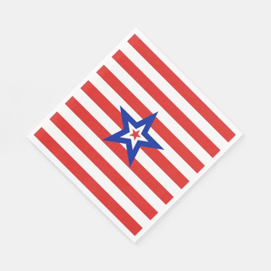Amerikaanse driekleurige ster op rode en witte str servet (Hoek)
