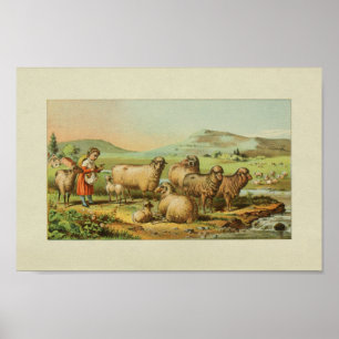 Amerikaanse  drukkerij op boerderij poster