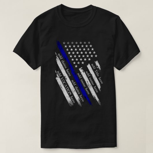 Amerikaanse dun blauwe lijnvlag T-shirt (Design voorkant)