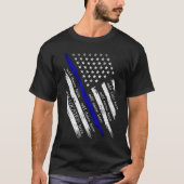 Amerikaanse dun blauwe lijnvlag T-shirt (Voorkant)
