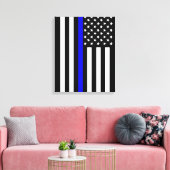 Amerikaanse dunne blauwe lijn canvas afdruk (Insitu (Woonkamer))