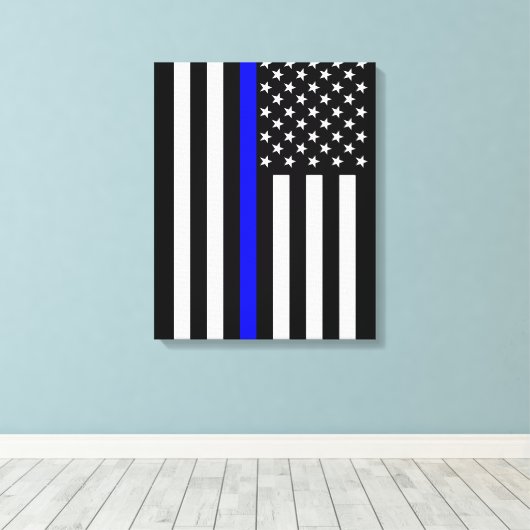 Amerikaanse dunne blauwe lijn canvas afdruk (Insitu (Houten vloer))