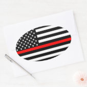 Amerikaanse Dunne Rode Lijn Decor op een Ovale Sticker (Envelop)