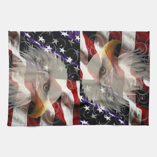 Amerikaanse Eagle Flag Keukenhanddoek (Horizontaal)