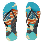 Amerikaanse Eagle Pixel Art Teenslippers (Voetbed)