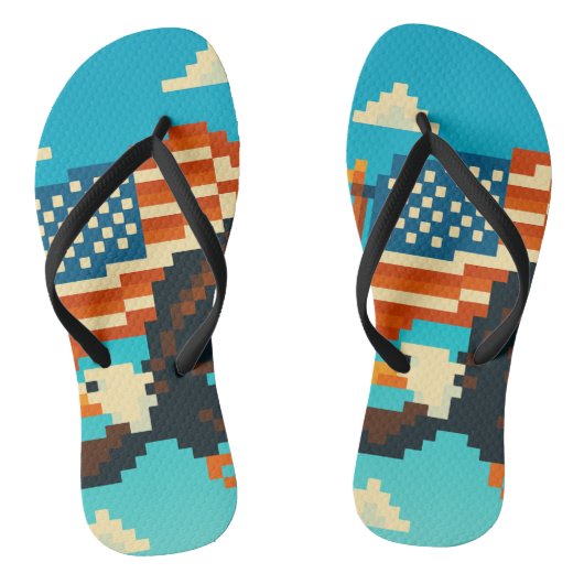 Amerikaanse Eagle Pixel Art Teenslippers (Voetbed)