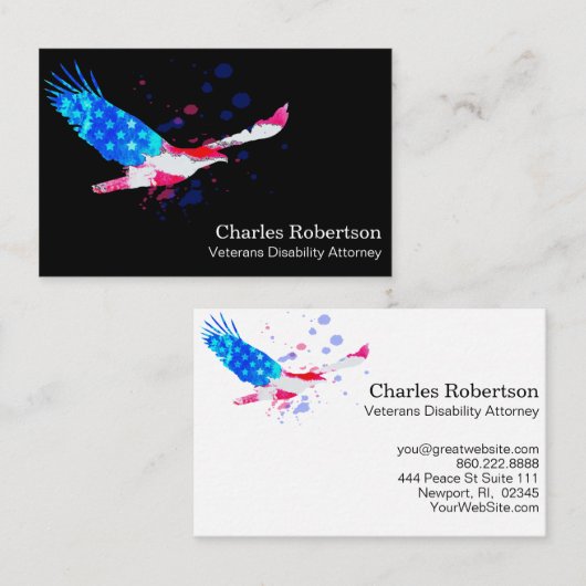** Amerikaanse Eagle Red White Blue USA vlag Visitekaartje (Voorkant / Achterkant)