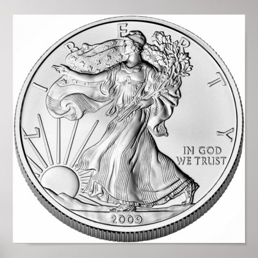 Amerikaanse Eagle Silver Bullion Coin Poster (Voorkant)
