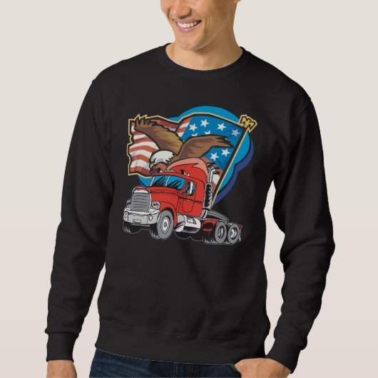 Amerikaanse Eagle Trucker Mannen Black Sweatshirt (Voorkant)