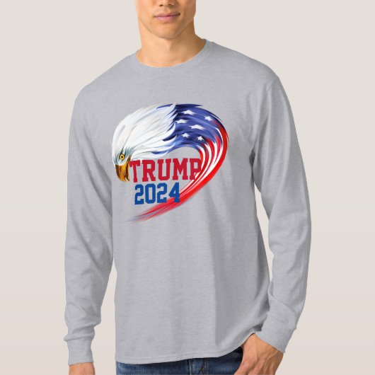 Amerikaanse Eagle Trump 2024 lange hoes T-Shirt (Voorkant)