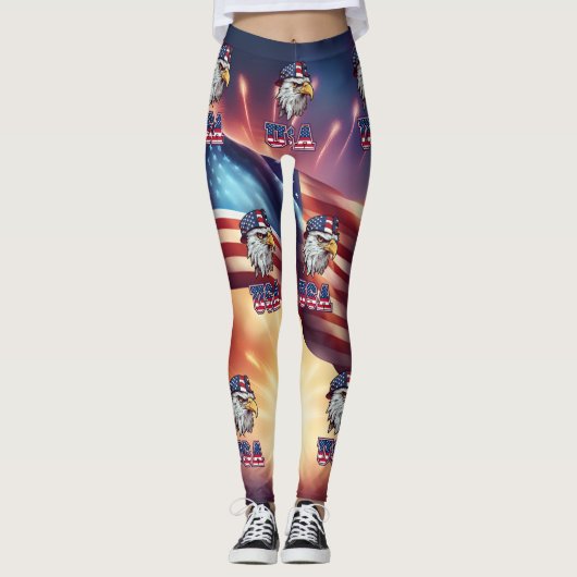 Amerikaanse eagle USA Flag All-Over-Print Leggings (Voorkant)