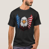 Amerikaanse Eagle Vlag Zwart T-shirt (Voorkant)