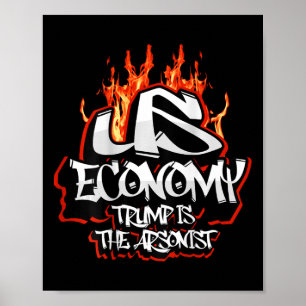 Amerikaanse economie in vuur en vlam instortende T Poster