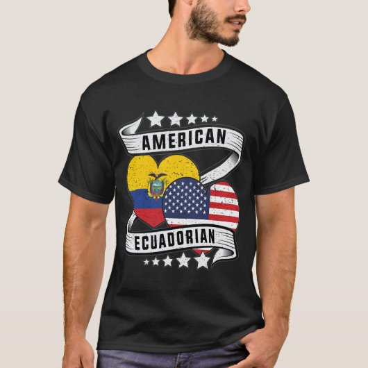 Amerikaanse Ecuadoraanse vlag shirt Half Ecuadoria (Voorkant)