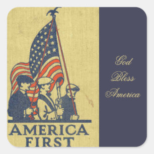 Amerikaanse eerste patriotten Amerikaanse vlag te Vierkante Sticker