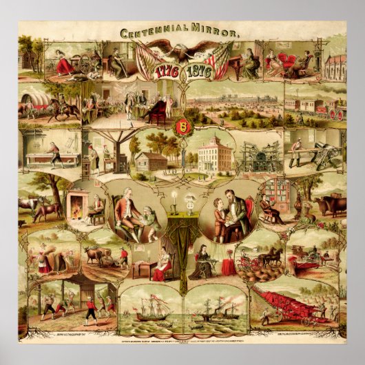 Amerikaanse Eeuwfeest Geschiedenis 1776-1876 Poster (Voorkant)