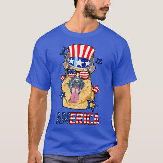 Amerikaanse eigenaar van Shepherd Dog op 4 juli T-shirt