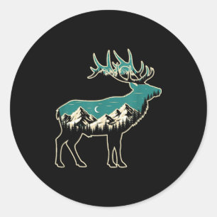 Amerikaanse Eland Liefhebber Vader Retro Jagen Ronde Sticker