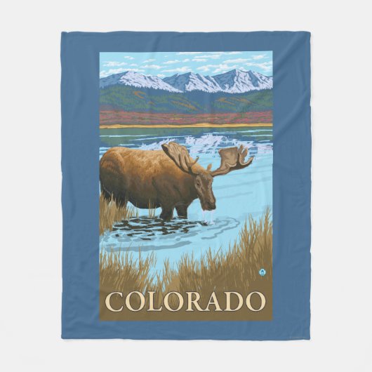 Amerikaanse elanden DrinkingColorado Fleece Deken (Voorkant)