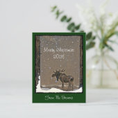 Amerikaanse elanden in Sneeuw Feestdagenkaart (Staand voorkant)