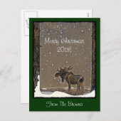 Amerikaanse elanden in Sneeuw Feestdagenkaart (Voorkant / Achterkant)
