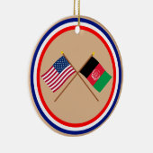 Amerikaanse en Afghaanse gekweekte vlaggen Keramisch Ornament (Rechts)