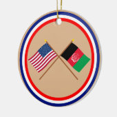 Amerikaanse en Afghaanse gekweekte vlaggen Keramisch Ornament (Links)