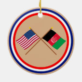 Amerikaanse en Afghaanse gekweekte vlaggen Keramisch Ornament (Achterkant)