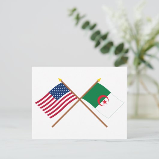 Amerikaanse en Algerijnse gekruiste vlaggen Briefkaart (Staand voorkant)