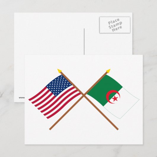 Amerikaanse en Algerijnse gekruiste vlaggen Briefkaart (Voorkant / Achterkant)