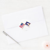 Amerikaanse en Amerikaanse Samoa gekruiste vlaggen Ronde Sticker (Envelop)