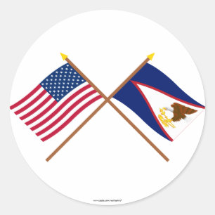 Amerikaanse en Amerikaanse Samoa gekruiste vlaggen Ronde Sticker