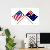 Amerikaanse en Australische getijdenvlaggen Poster (Thuiskantoor)