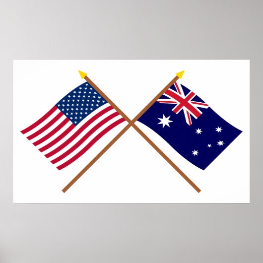 Amerikaanse en Australische getijdenvlaggen Poster (Voorkant)