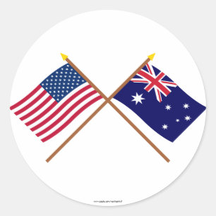 Amerikaanse en Australische getijdenvlaggen Ronde Sticker