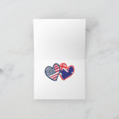 Amerikaanse en Australische vlaggenharten Bedankkaart (Binnen)